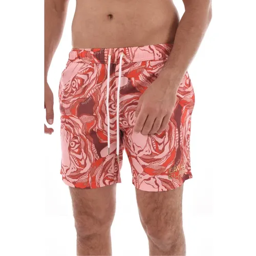 Tiermuster Badehose - Rot , Herren, Größe: L - Cavalli Class - Modalova