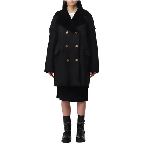 Elegant Leather Double-Breasted Coat , female, Sizes: S - RED Valentino - Modalova
