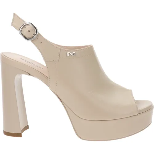 Leather High Heel Shoes with Buckle Closure , female, Sizes: 6 UK - Nerogiardini - Modalova