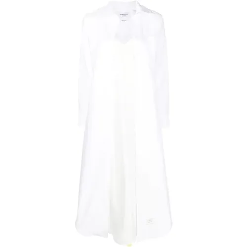 Weiße Logo-Hemd-Kleid Thom Browne - Thom Browne - Modalova