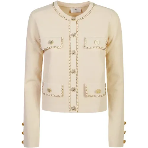 Beiger Sweatshirt Aw24 Damenmode - Elisabetta Franchi - Modalova