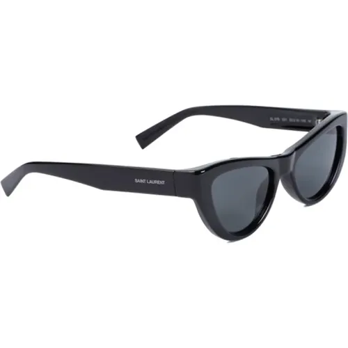 Schwarze ovale Sonnenbrille - Saint Laurent - Modalova