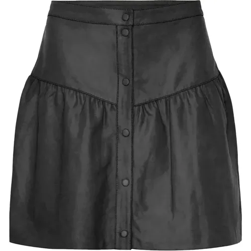 Buttoned Leather Skirt , female, Sizes: S, XS, XL - Notyz - Modalova