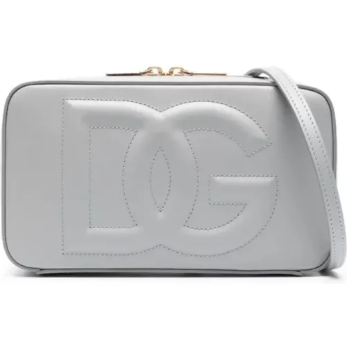Grey Calf Leather Shoulder Bag , female, Sizes: ONE SIZE - Dolce & Gabbana - Modalova