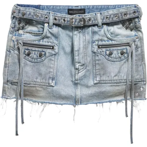 Cagole Denim Mini Skirt , female, Sizes: S, XS - Balenciaga - Modalova