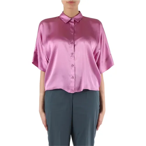 Silk Blend Shirt Classic Collar Button Closure , female, Sizes: S - NIU - Modalova