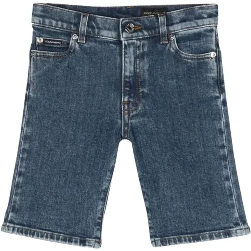 Kinder Denim Bermuda Shorts mit Logo - Dolce & Gabbana - Modalova