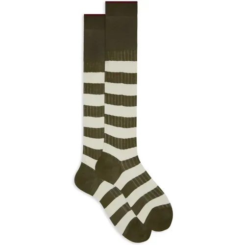 Italienische Baumwollstreifen Lange Socken , Herren, Größe: M - Gallo - Modalova