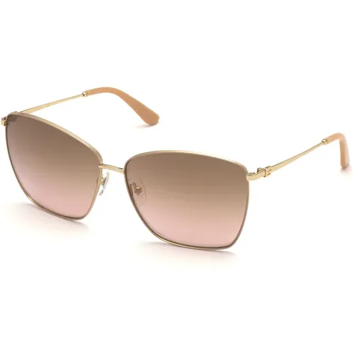 Stilvolle Sonnenbrille mit braunem Spiegelglas,Goldene Verlaufsbraune Sonnenbrille,Goldene Gradienten Sonnenbrille - Guess - Modalova