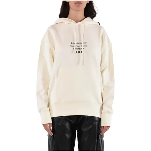 Cotton Hooded Sweatshirt with Graphic , female, Sizes: L - Msgm - Modalova
