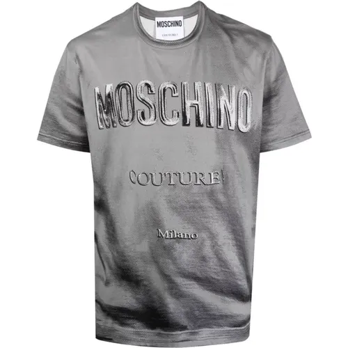 Logo Print Cotton T-Shirt - Size 48 , male, Sizes: L, M, S - Moschino - Modalova