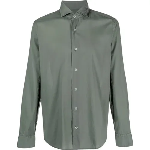 Lightweight Dark Green French Collar Shirt , male, Sizes: M, XL, 2XL, 3XL, L - Fedeli - Modalova