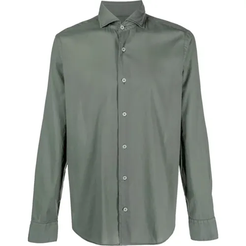 Lightweight Dark Green French Collar Shirt , male, Sizes: M, XL, L - Fedeli - Modalova