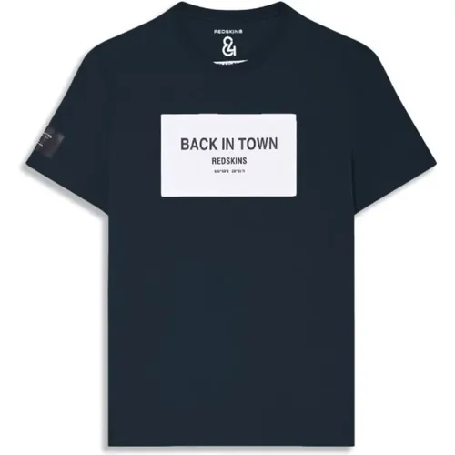 Bedrucktes Logo T-Shirt - Blau , Herren, Größe: L - Redskins - Modalova