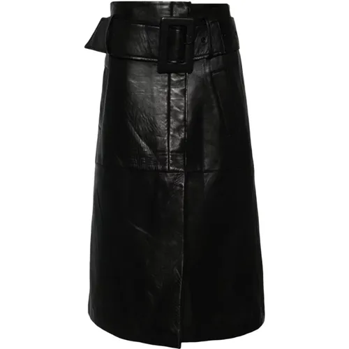 Bonded Leather Midi Skirt , female, Sizes: XS - Remain Birger Christensen - Modalova