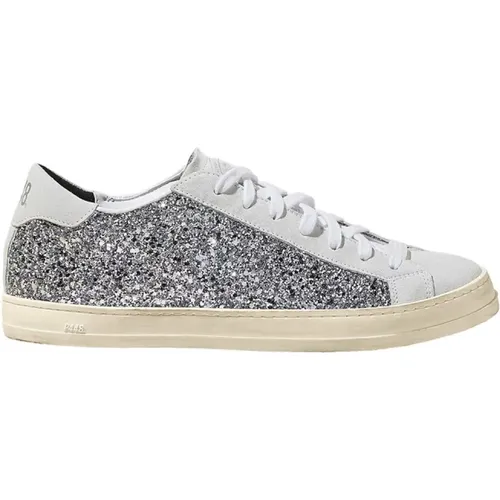 Glitzer und Wildleder Weiße Sneakers , Damen, Größe: 39 EU - P448 - Modalova