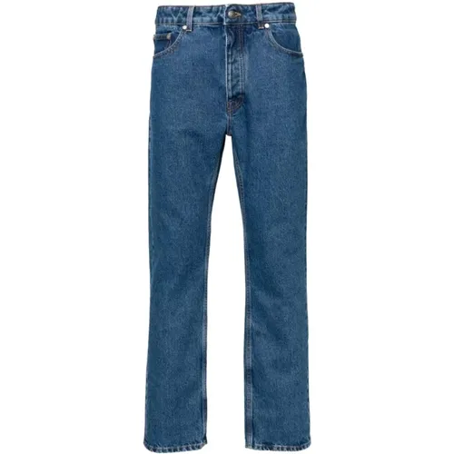 Blaue Monogram Gerades Jeans , Herren, Größe: W33 - Palm Angels - Modalova