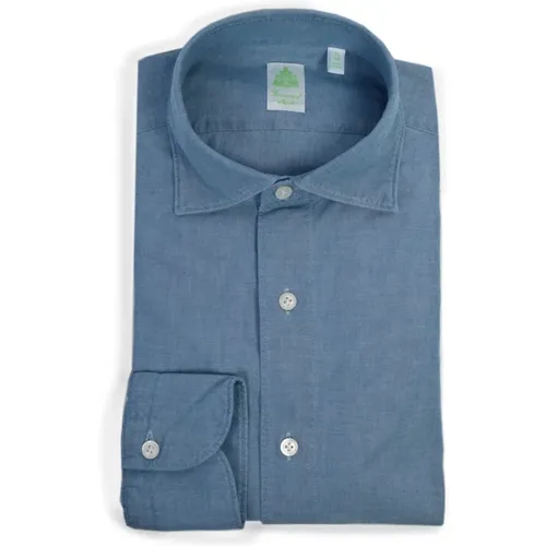 Gaeta Chambray Shirt with Soft Collar , male, Sizes: 2XL, M, L, 4XL, S, 5XL, 3XL - Finamore - Modalova