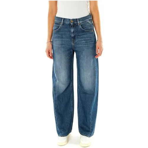 Baggy Fit Jeans mit Moustache-Effekt , Damen, Größe: W30 L32 - Replay - Modalova