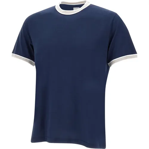 Cotton T-shirt with Contrasting Profiles , male, Sizes: 4XL - Eleventy - Modalova