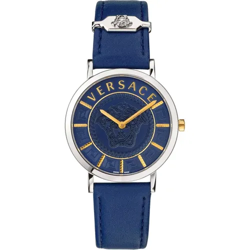 Modern Timepiece V-Essential Silver Leather , female, Sizes: ONE SIZE - Versace - Modalova