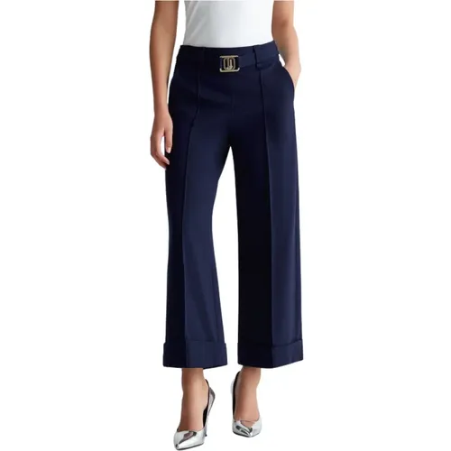 Cropped Viskosehose Milano Stil , Damen, Größe: XS - Liu Jo - Modalova