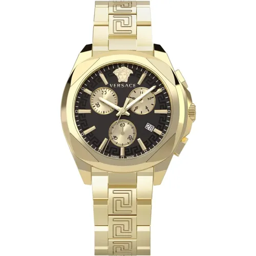 Chrono Lady Gold Stainless Steel Watch , female, Sizes: ONE SIZE - Versace - Modalova