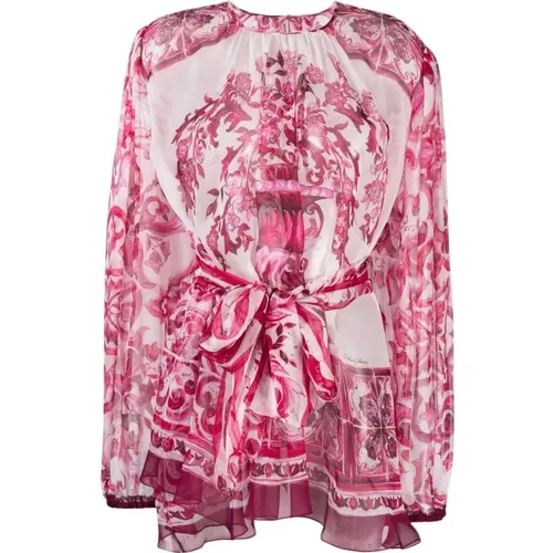 Elegant Silk Blouse for Women , female, Sizes: S - Dolce & Gabbana - Modalova