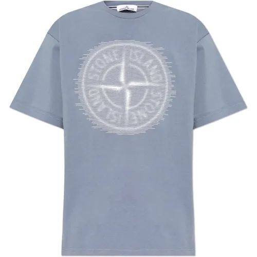 T-Shirt mit Druck , Herren, Größe: L - Stone Island - Modalova