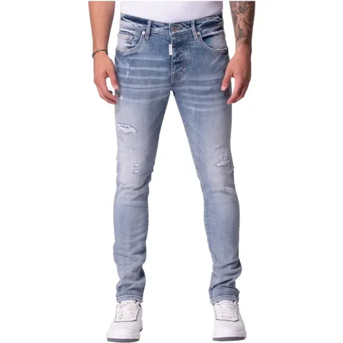 Zerrissene Navy White Denim Jeans - My Brand - Modalova