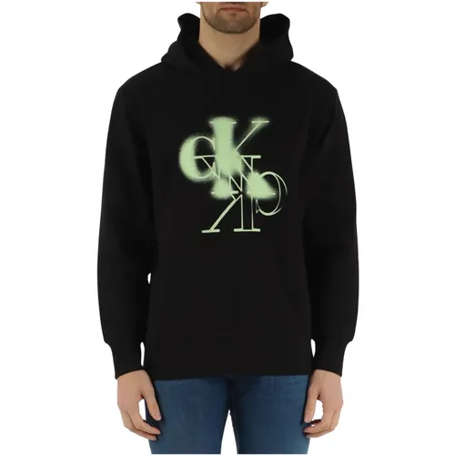 Cotton Hooded Sweatshirt with Logo Print , male, Sizes: M, XL, S - Calvin Klein - Modalova