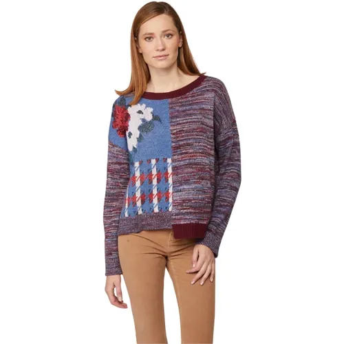 Patchwork Sweater Round Neck , female, Sizes: M - Twinset - Modalova