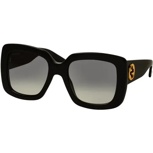 Quadratische schwarze Sonnenbrille mit grauen Gläsern - Gucci - Modalova