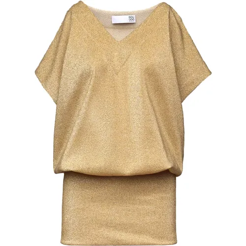 Short Sleeve Lurex Dress , female, Sizes: M, XS, S - Douuod Woman - Modalova