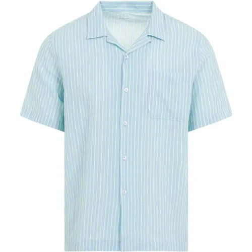 Striped Casual Bowling Collar Shirt , male, Sizes: XL, L, S, M - Universal Works - Modalova