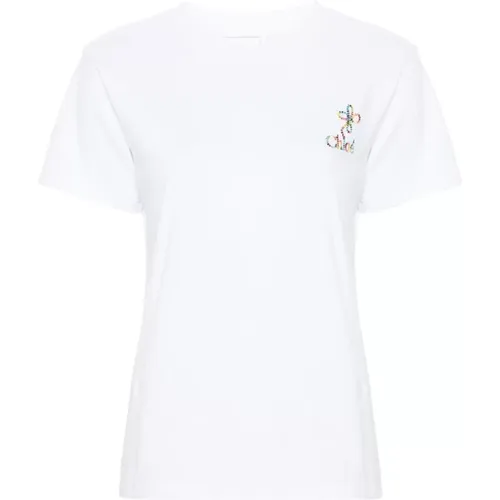 Weiße Baumwoll-Jersey-Top Besticktes Logo , Damen, Größe: S - Chloé - Modalova