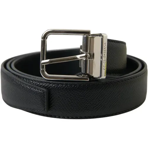 Authentic Leather Metal Buckle Belt , male, Sizes: 85 CM - Dolce & Gabbana - Modalova