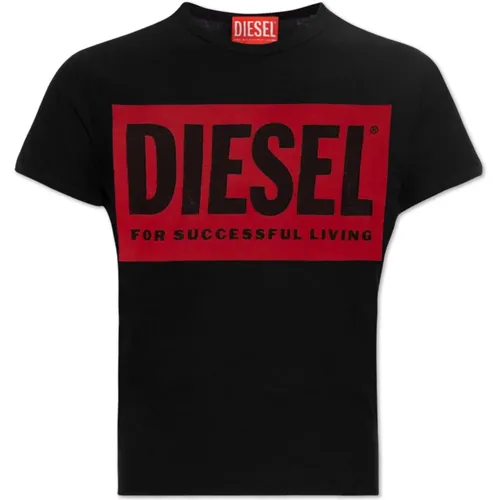 T-Shirt mit Logo T-Malun , Damen, Größe: S - Diesel - Modalova