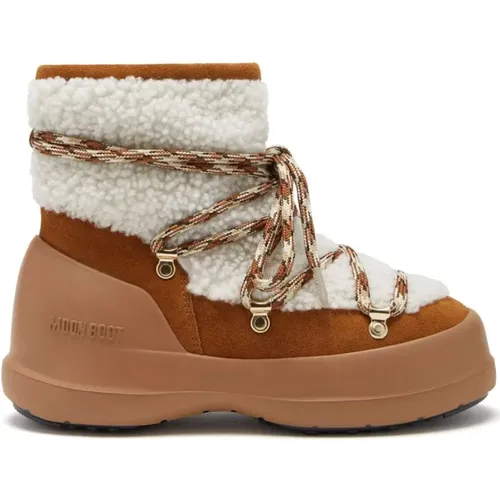 Shearling Trim Suede Winter Boots , female, Sizes: 8 UK, 7 UK, 5 UK, 4 UK - moon boot - Modalova