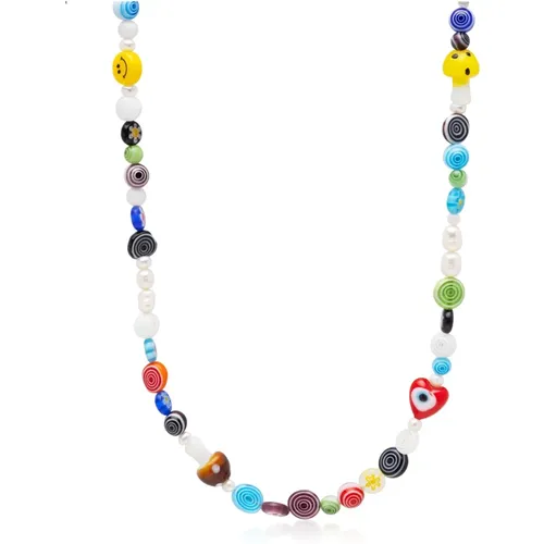 Men& Mushroom Pearl Choker with Assorted Beads , male, Sizes: ONE SIZE - Nialaya - Modalova