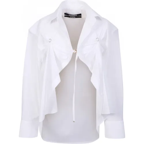 Weiße Drapierte Crop-Shirts für Frauen - Jacquemus - Modalova