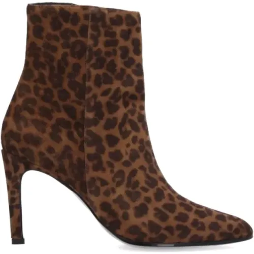 Leopard Print Heeled Boots , female, Sizes: 4 UK, 4 1/2 UK, 3 UK, 5 UK, 6 UK - Free Lance - Modalova