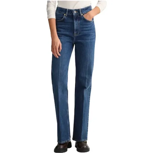 Hoch taillierte Flare Jeans , Damen, Größe: W26 - Gant - Modalova