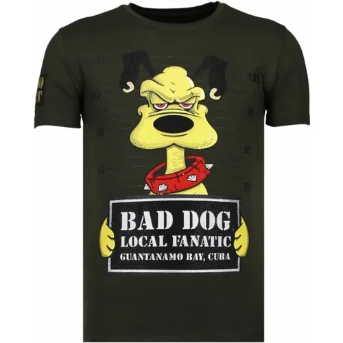 Bad Dog Rhinestone - Herren T-Shirt - 13-6207K - Local Fanatic - Modalova