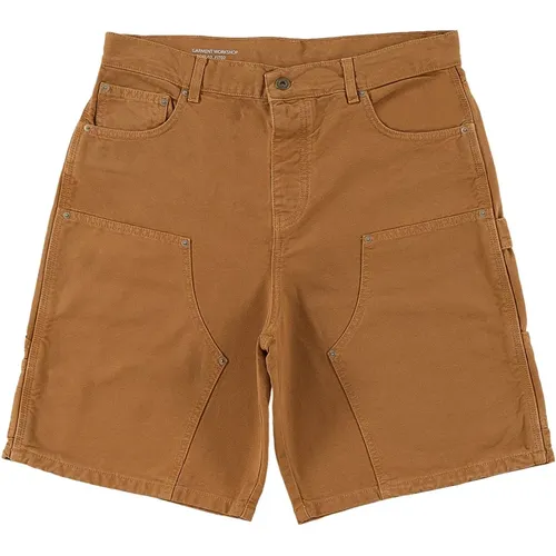 Braune Shorts mit Grünem Patch , Herren, Größe: M - GARMENT WORKSHOP - Modalova