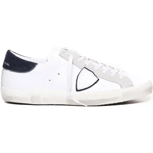 Blue Low Calfskin Sneakers , male, Sizes: 12 UK - Philippe Model - Modalova