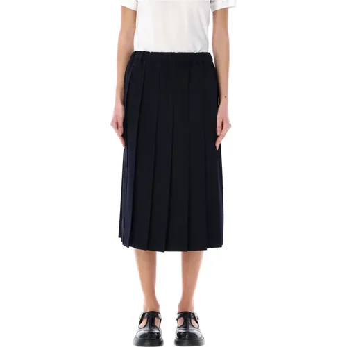 Navy Pleated Midi Skirt , female, Sizes: S - Comme des Garçons - Modalova