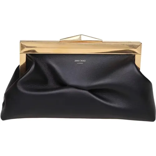 Gold Leather Clutch Handbag , female, Sizes: ONE SIZE - Jimmy Choo - Modalova