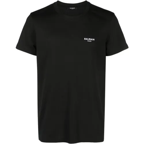 Schwarz-weißes T-Shirt , Herren, Größe: L - Balmain - Modalova
