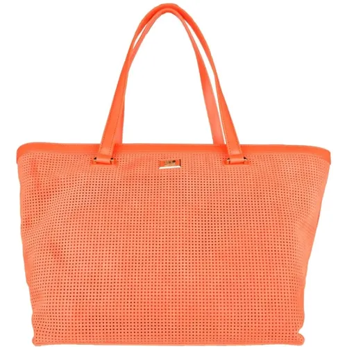 Elegante dunkelorange Lederhandtasche - Cavalli Class - Modalova